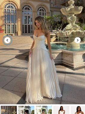 Fashion Nova Ivory Strapless Pleated Maxi Dress - Elegant Women’s Evening Gown